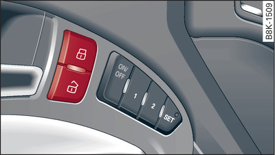 Driver's door: Central locking switch